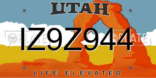 IZ9Z944 Utah License Plate