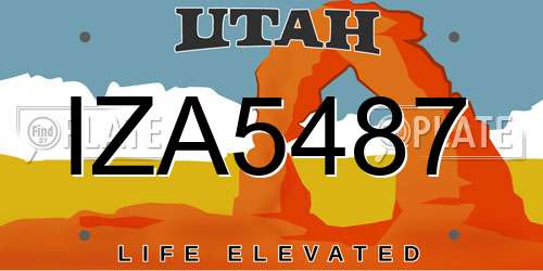 IZA5487 Utah License Plate