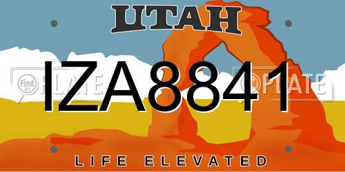 IZA8841 Utah License Plate