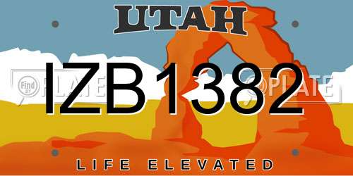 IZB1382 Utah License Plate