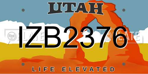 IZB2376 Utah License Plate