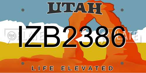 IZB2386 Utah License Plate