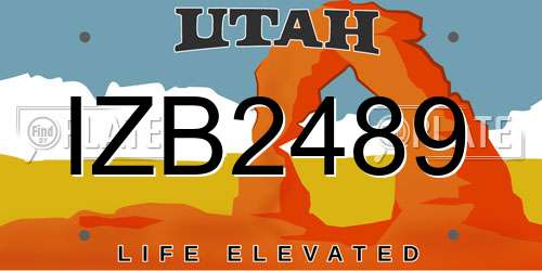 IZB2489 Utah License Plate