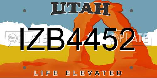 IZB4452 Utah License Plate