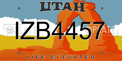 IZB4457 Utah License Plate