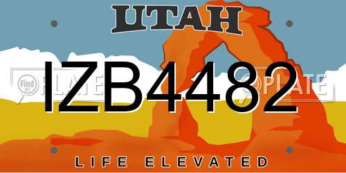 IZB4482 Utah License Plate