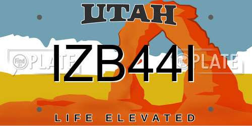 IZB44I Utah License Plate