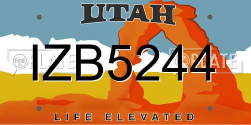 IZB5244 Utah License Plate