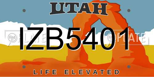 IZB5401 Utah License Plate