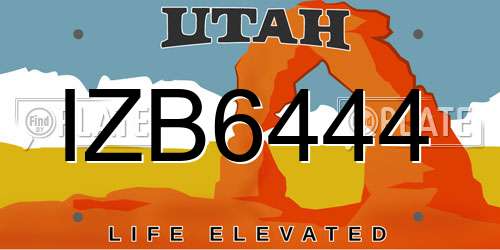 IZB6444 Utah License Plate