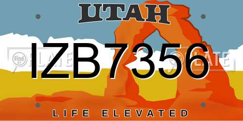 IZB7356 Utah License Plate