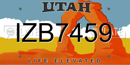 IZB7459 Utah License Plate