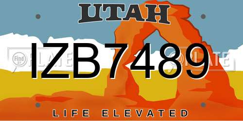 IZB7489 Utah License Plate