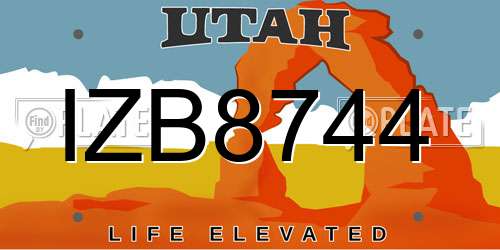 IZB8744 Utah License Plate