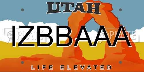 IZBBAAA Utah License Plate