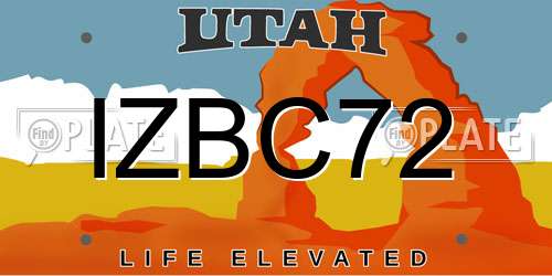 IZBC72 Utah License Plate