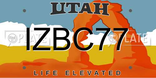 IZBC77 Utah License Plate