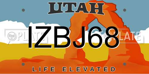 IZBJ68 Utah License Plate