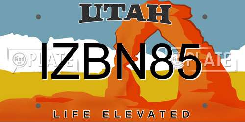 IZBN85 Utah License Plate
