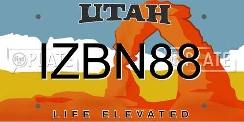 IZBN88 Utah License Plate