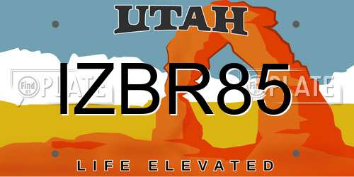 IZBR85 Utah License Plate