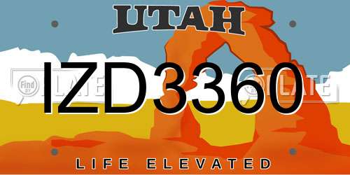 IZD3360 Utah License Plate