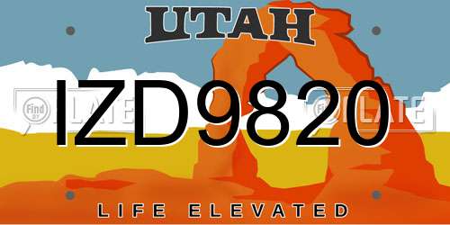 IZD9820 Utah License Plate