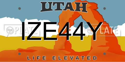 IZE44Y Utah License Plate