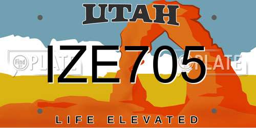IZE705 Utah License Plate
