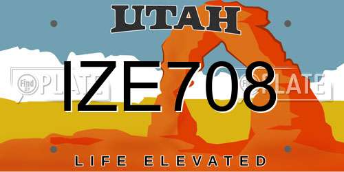 IZE708 Utah License Plate