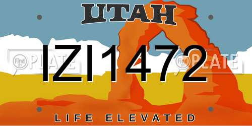 IZI1472 Utah License Plate