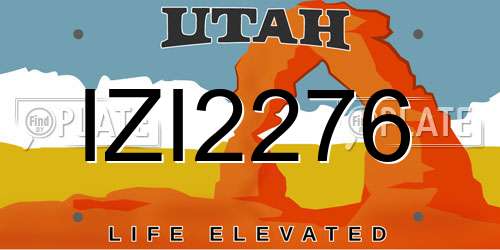 IZI2276 Utah License Plate