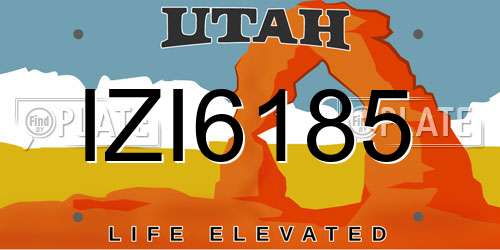 IZI6185 Utah License Plate