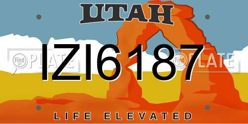 IZI6187 Utah License Plate