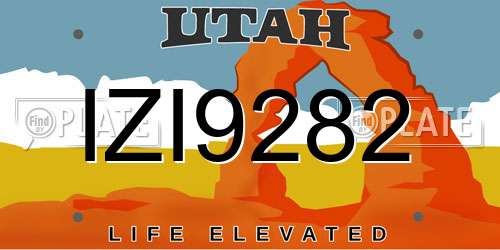 IZI9282 Utah License Plate