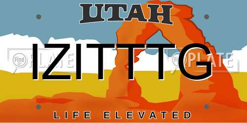 IZITTTG Utah License Plate