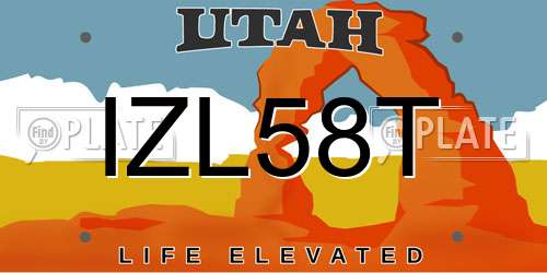 IZL58T Utah License Plate