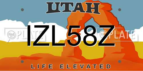 IZL58Z Utah License Plate
