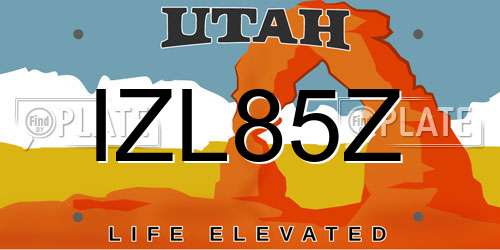 IZL85Z Utah License Plate