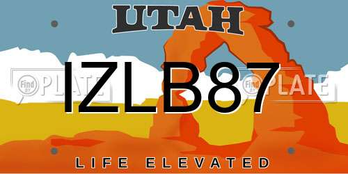 IZLB87 Utah License Plate