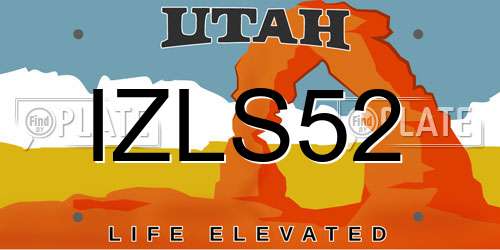 IZLS52 Utah License Plate