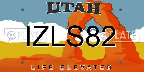 IZLS82 Utah License Plate