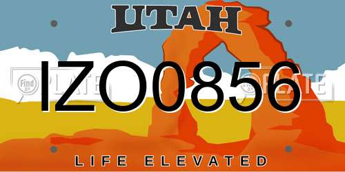 IZO0856 Utah License Plate