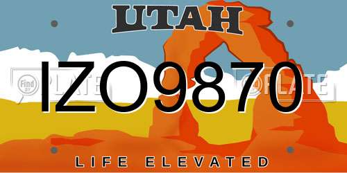 IZO9870 Utah License Plate
