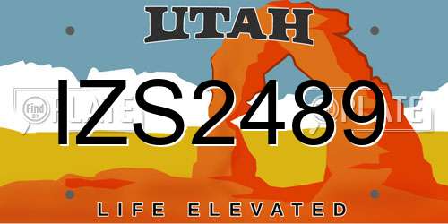 IZS2489 Utah License Plate