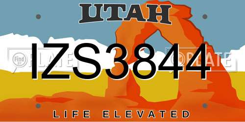 IZS3844 Utah License Plate