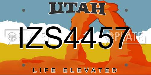 IZS4457 Utah License Plate
