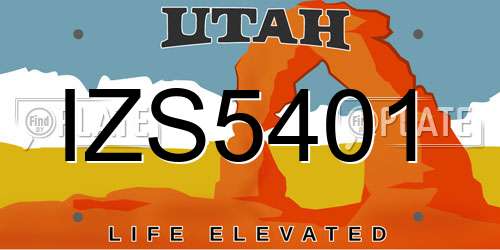 IZS5401 Utah License Plate