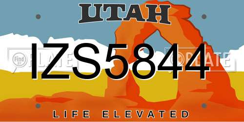 IZS5844 Utah License Plate