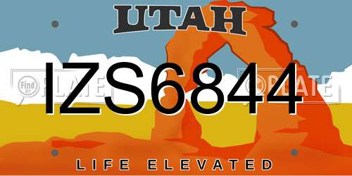 IZS6844 Utah License Plate